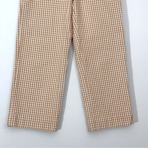 Madewell Gingham Emmett Wide Leg Crop Pants Tan White Size 28 - Picture 8 of 12